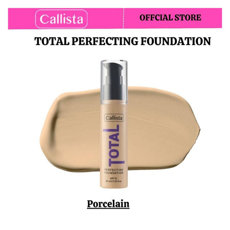 Callista Total Perfecting Foundation, Vegan, SPF 15, Non Comedogenic & Cruelty Free, 30ml, 221 Porcelain - Main Image