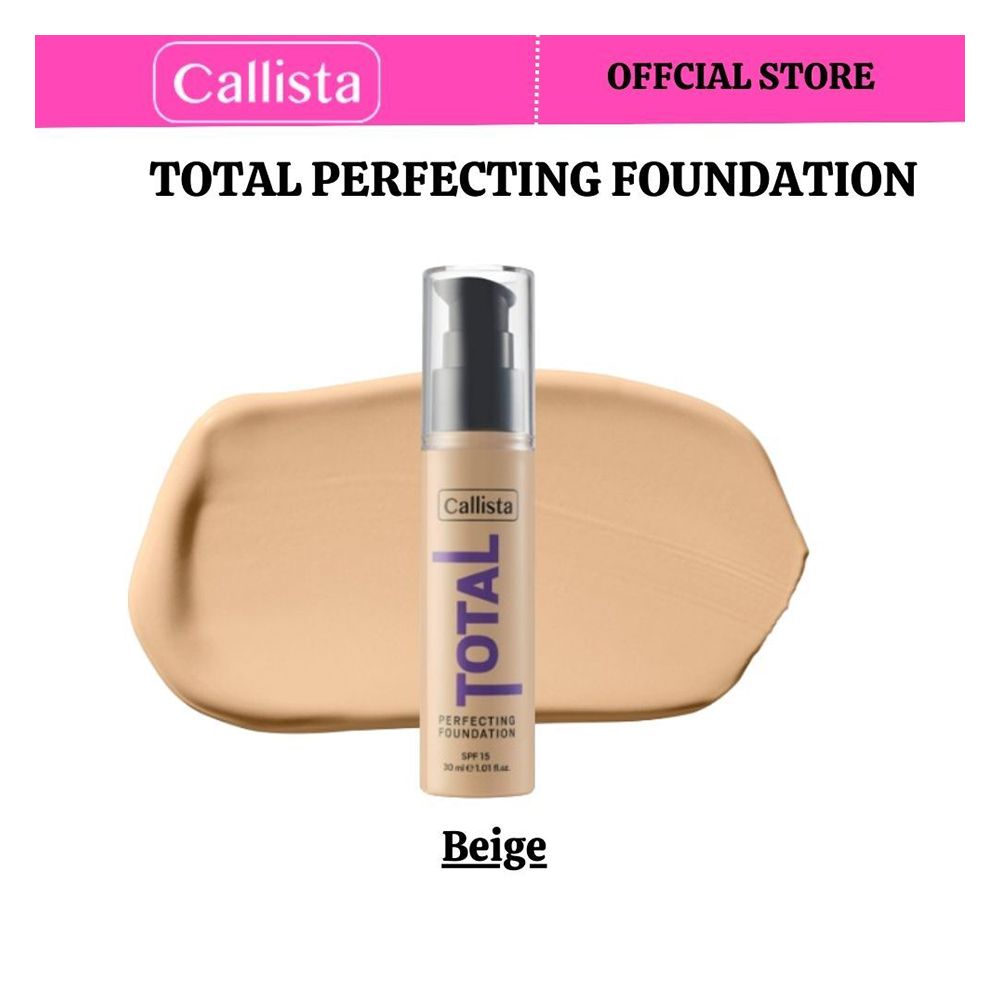 Callista Total Perfecting Foundation, Vegan, SPF 15, Non Comedogenic & Cruelty Free, 30ml, 200 Beige - Main Image