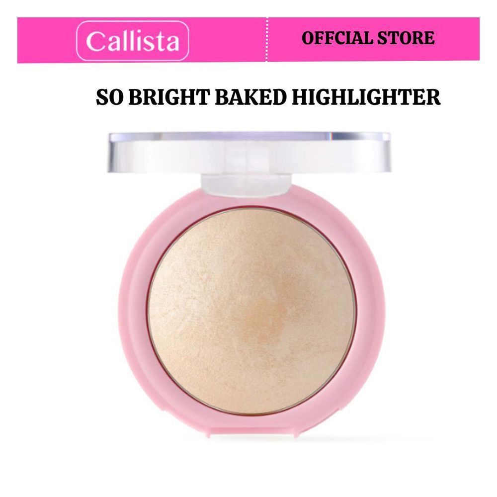 Callista So Bright Baked Highlighter, 01 Snowy Glowy Light, Vegan, Macadamia Oil, Cruelty Free, 10g - Main Image