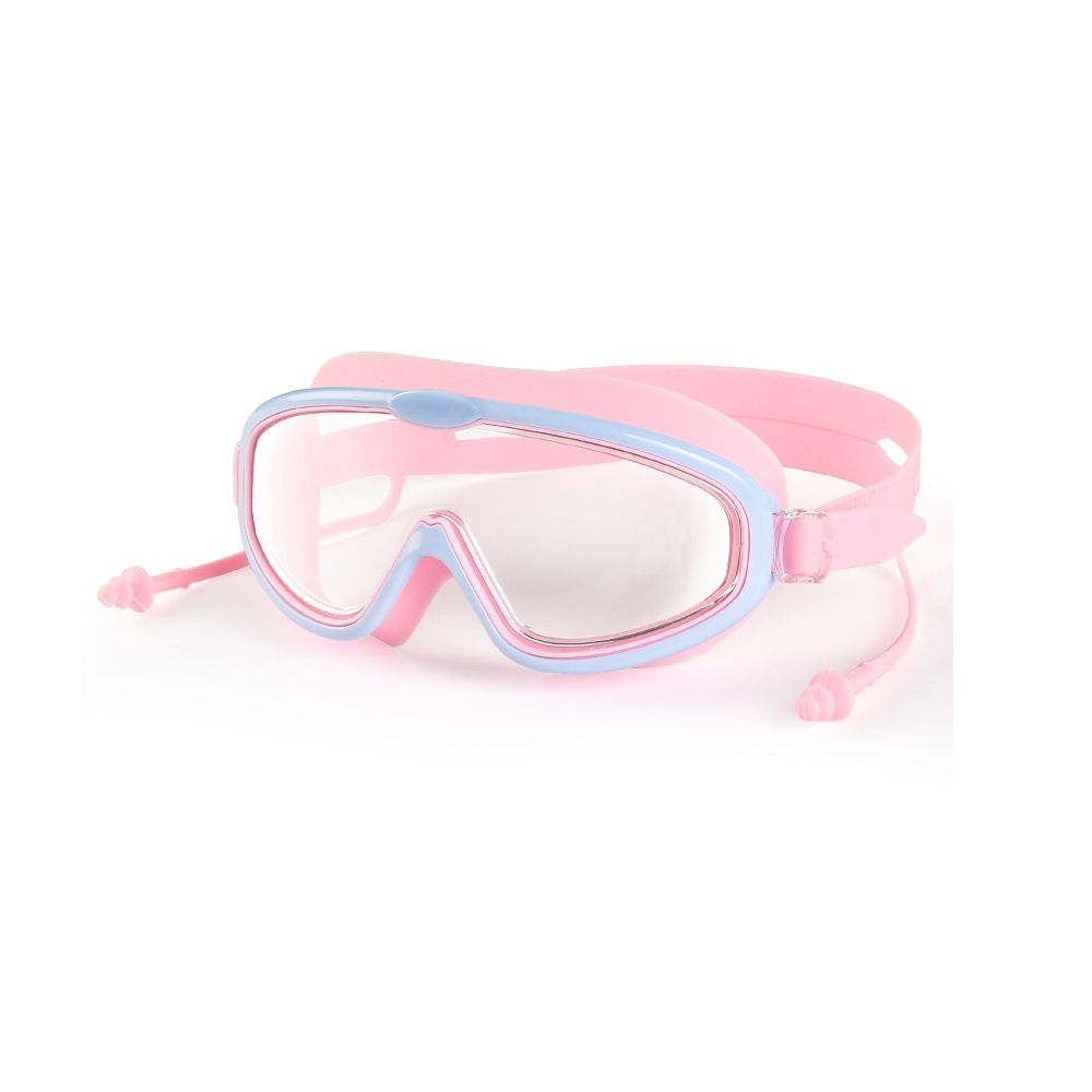 Swimming Goggles For Kids 6-12 Years With Ear Plug, Wide View, Anti Fog & UV, Blue/Pink, 158AF - Main Image