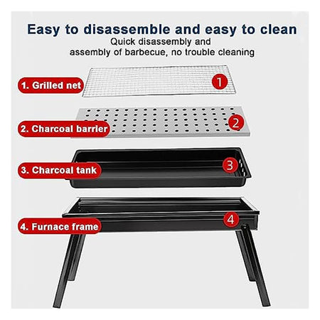 AJF Portable BBQ Grill, Smoked Barbecue, Ideal For Backyard, Picnic & Camping, Q/JLZ02 - Image 6