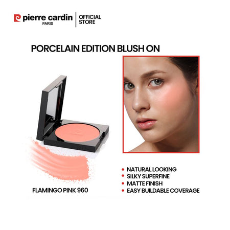 Pierre Cardin Paris Porcelain Edition Blush On, Natural Soft & Blendable, Silky Superfine Powder, 13g, Flamingo Pink 960 - Main Image