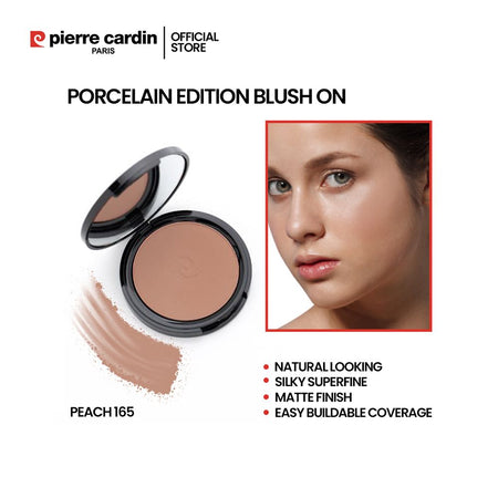 Pierre Cardin Paris Porcelain Edition Blush On, Natural Soft & Blendable, Silky Superfine Powder, 13g, Peach 165 - Main Image