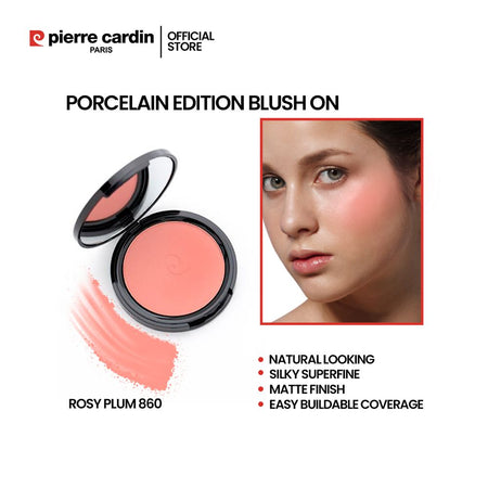 Pierre Cardin Paris Porcelain Edition Blush On, Natural Soft & Blendable, Silky Superfine Powder, 13g, Rosy Plum 860 - Main Image