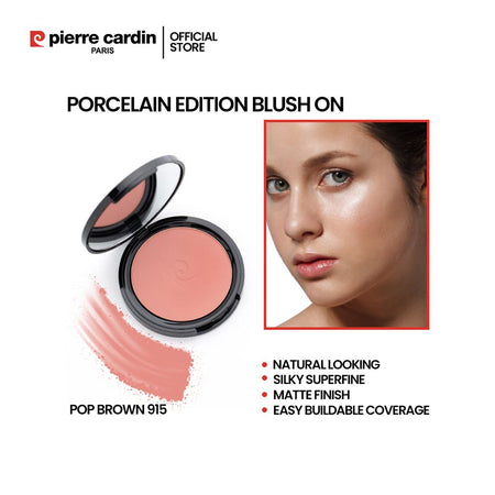 Pierre Cardin Paris Porcelain Edition Blush On, Natural Soft & Blendable, Silky Superfine Powder, 13g, Pop Brown 914 - Main Image