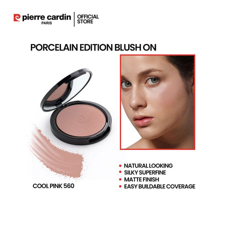 Pierre Cardin Paris Porcelain Edition Blush On, Natural Soft & Blendable, Silky Superfine Powder, 13g, Cool Pink 560 - Main Image