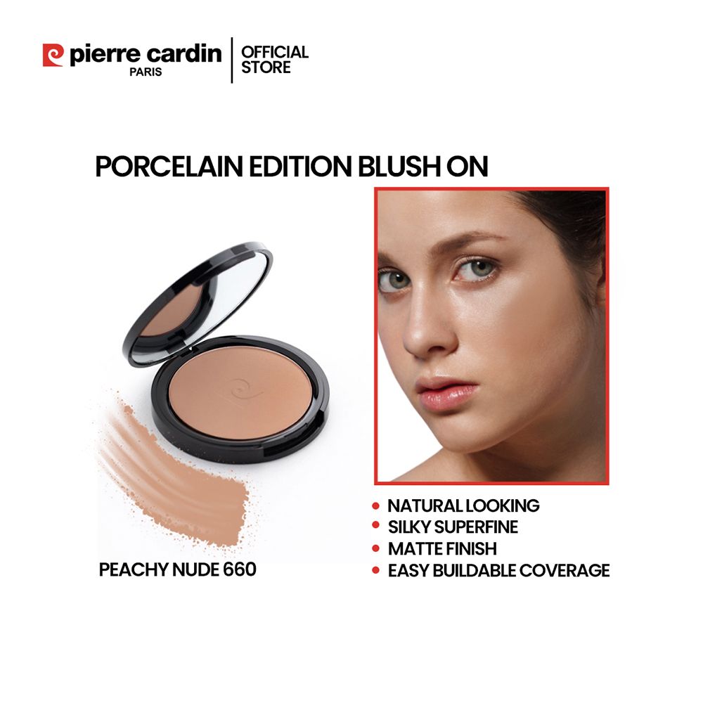 Pierre Cardin Paris Porcelain Edition Blush On, Natural Soft & Blendable, Silky Superfine Powder, 13g, Peachy Nude 660 - Main Image