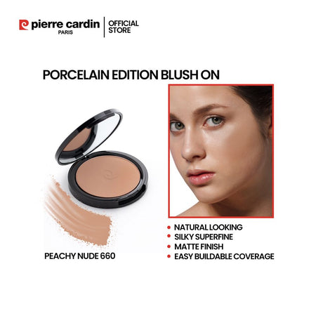 Pierre Cardin Paris Porcelain Edition Blush On, Natural Soft & Blendable, Silky Superfine Powder, 13g, Peachy Nude 660 - Main Image