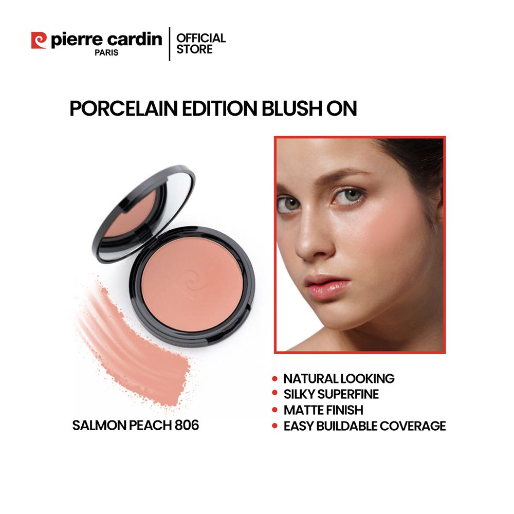 Pierre Cardin Paris Porcelain Edition Blush On, Natural Soft & Blendable, Silky Superfine Powder, 13g, Salmon Peach 806 - Main Image
