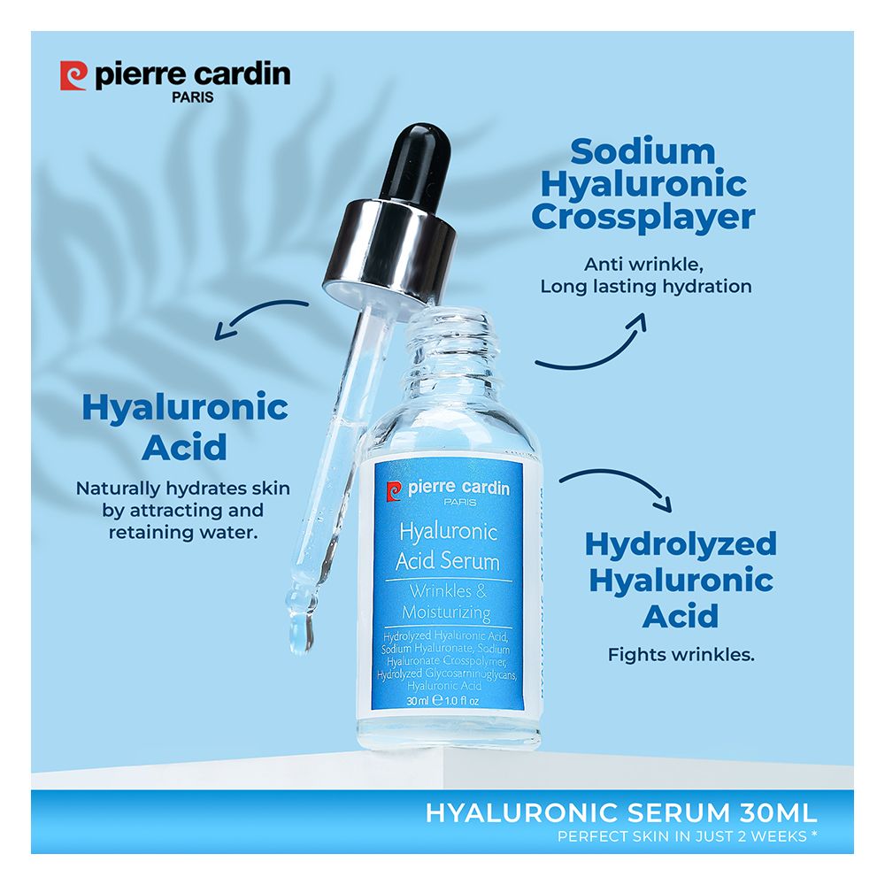 Pierre Cardin Paris Hyaluronic Acid Serum, For Plump Smooth Skin, Intense Moisture Boost, 30ml - Image 2