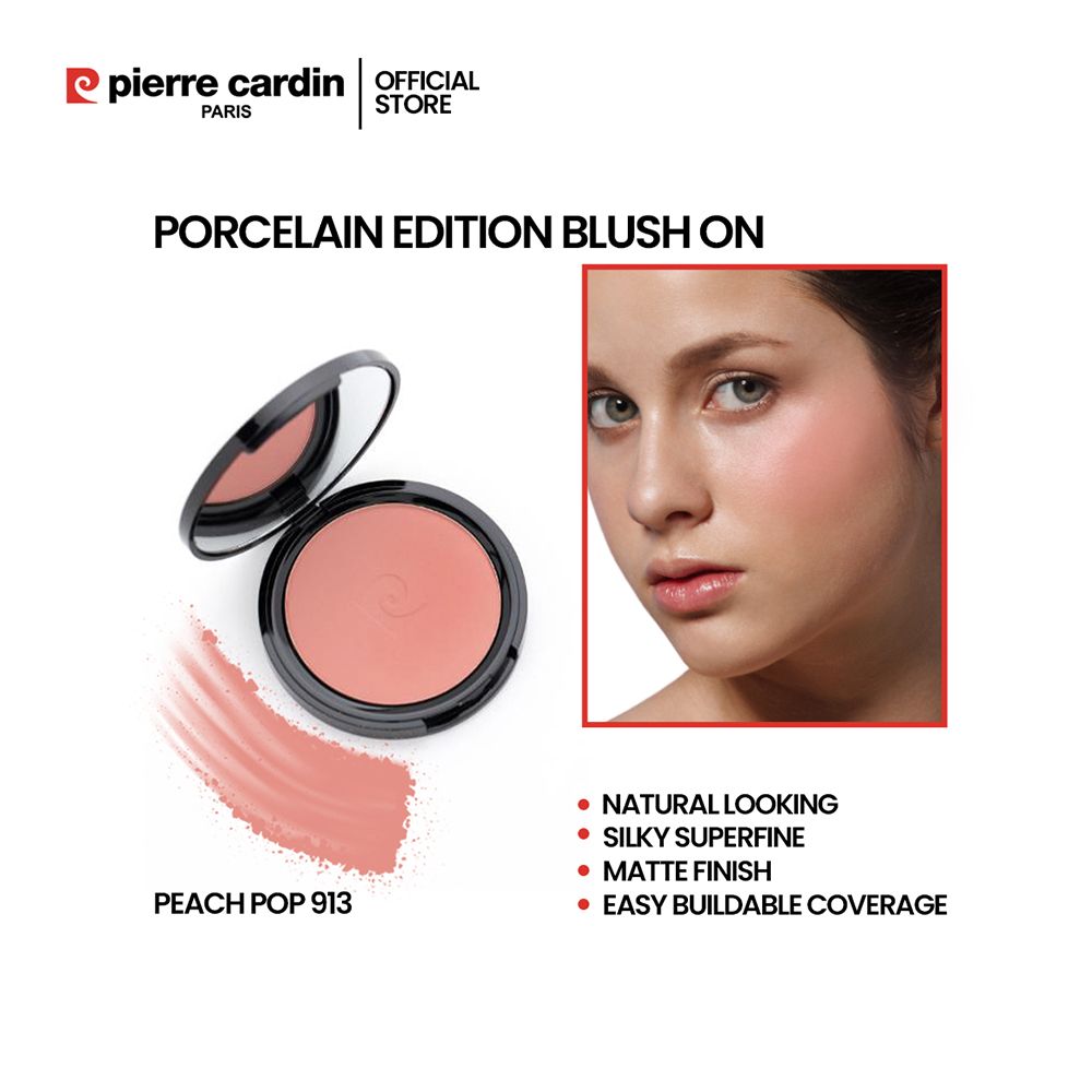 Pierre Cardin Paris Porcelain Edition Blush On, Natural Soft & Blendable, Silky Superfine Powder, 13g, Peach Pop 913 - Main Image