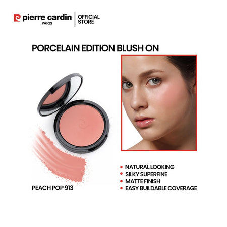 Pierre Cardin Paris Porcelain Edition Blush On, Natural Soft & Blendable, Silky Superfine Powder, 13g, Peach Pop 913 - Main Image