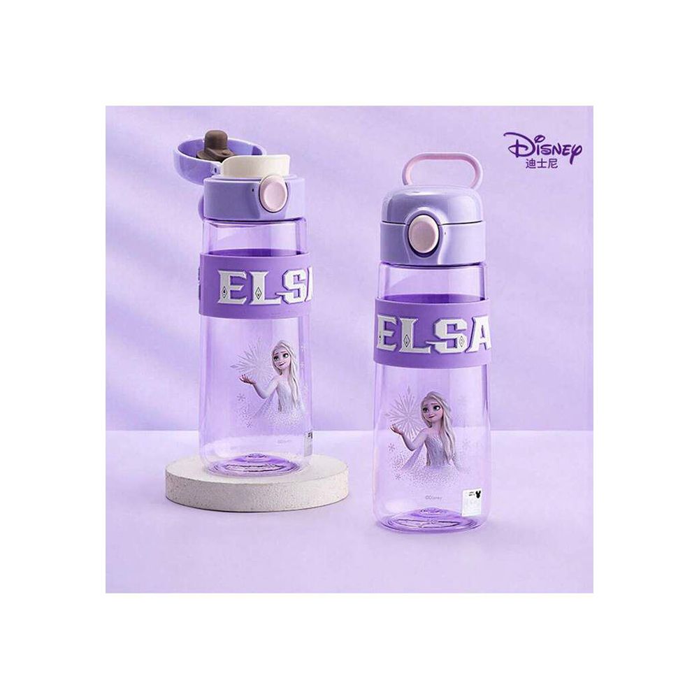 AJF Disney Frozen Plastic Water Bottle With One Click Button, 680ml Capacity, Purple - Main Image