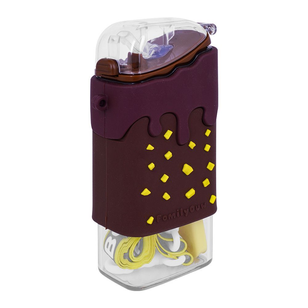 AJF Plastic Ice Cream Water Bottle With Strap, 300ml Capacity, Assorted Colors - Main Image