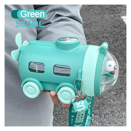 AJF Kids Cute Submarine Plastic Water Bottle With Strap & Straw, 550ml Capacity, Assorted Colors - Image 3