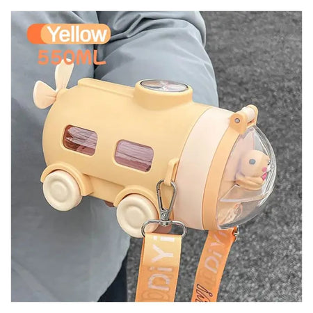 AJF Kids Cute Submarine Plastic Water Bottle With Strap & Straw, 550ml Capacity, Assorted Colors - Image 4