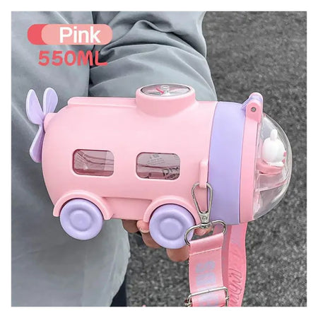 AJF Kids Cute Submarine Plastic Water Bottle With Strap & Straw, 550ml Capacity, Assorted Colors - Image 5