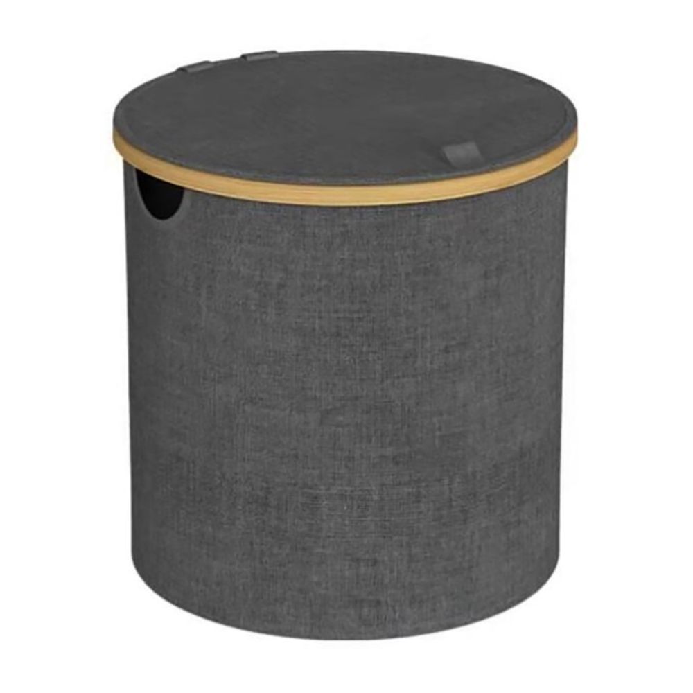 AJF Wooden Laundry Hamper/Basket with Lid, Bathroom Tall Laundry Bin, 27.8in (H) x 17.7in (W), Grey, AY-7 - Image 4
