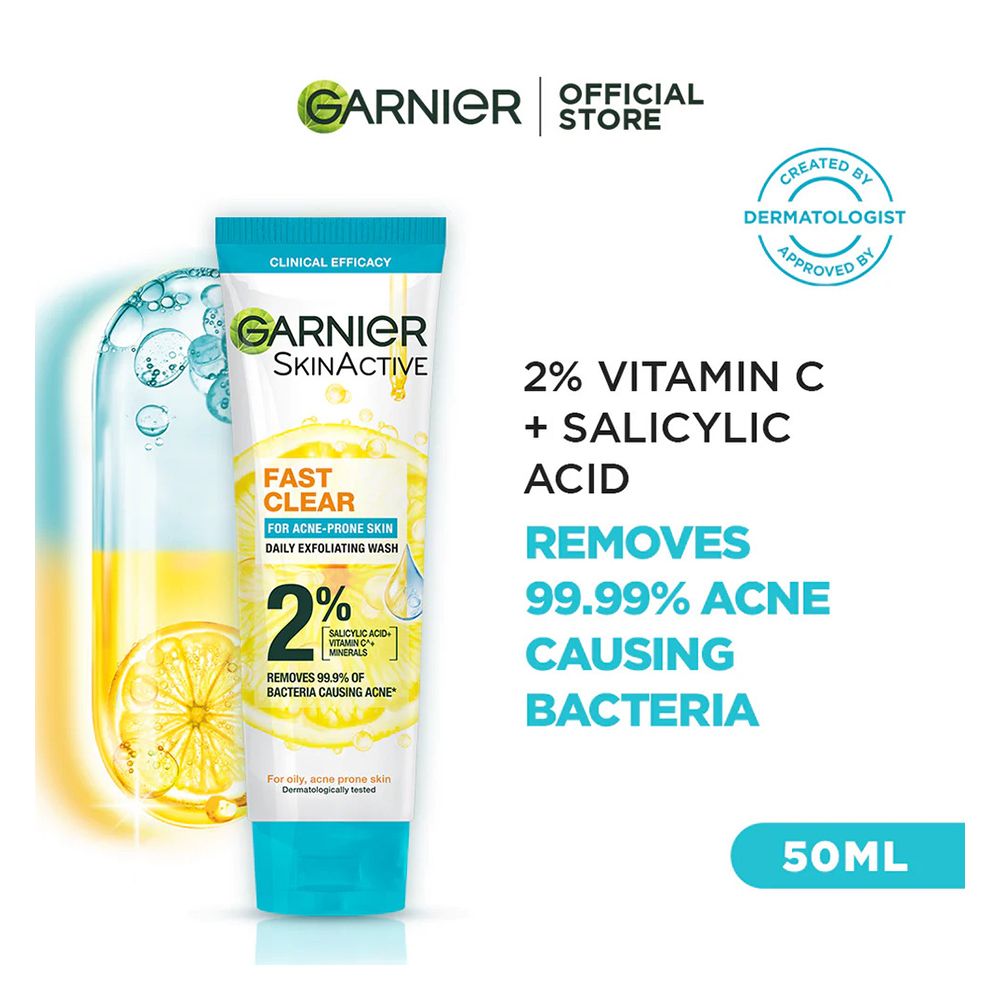Garnier Fast Clear Facewash, For Acne Prone Skin, 50ml - Main Image