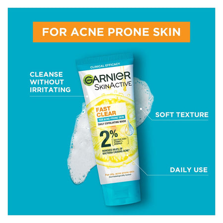 Garnier Fast Clear Facewash, For Acne Prone Skin, 50ml - Image 2