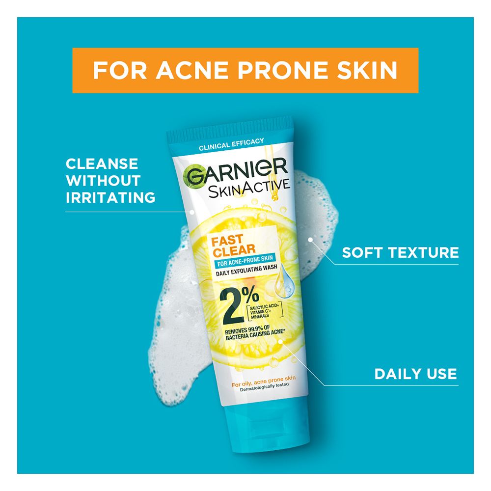Garnier Fast Clear Facewash, For Acne Prone Skin, 100ml - Image 2