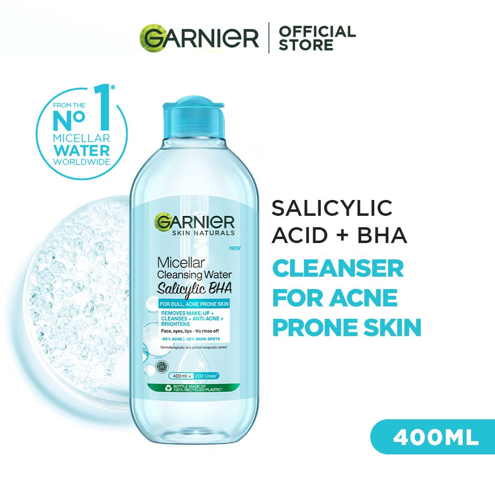 Garnier Skin Naturals Salicylic BHA Micellar Cleansing Water, Makeup Remover, 400ml - Main Image