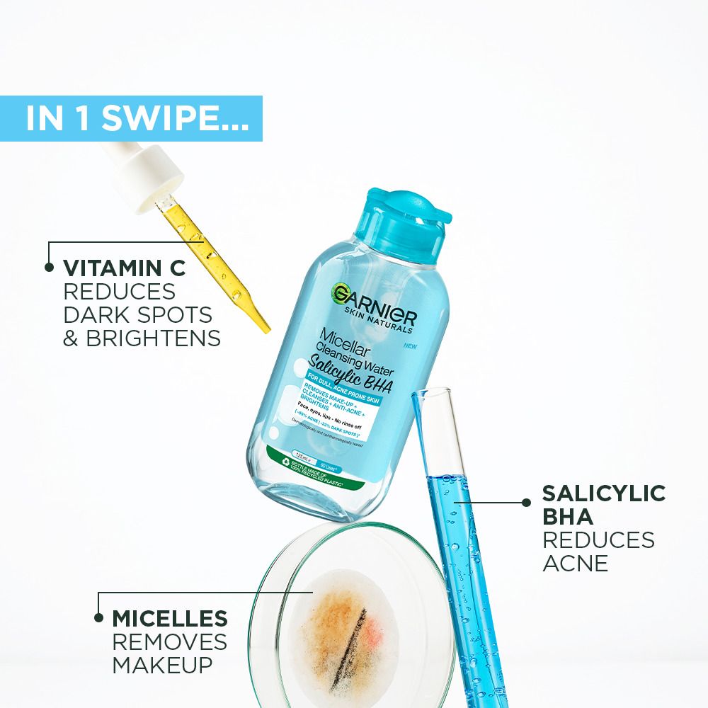 Garnier Skin Naturals Salicylic BHA Micellar Cleansing Water, Makeup Remover, 400ml - Image 3