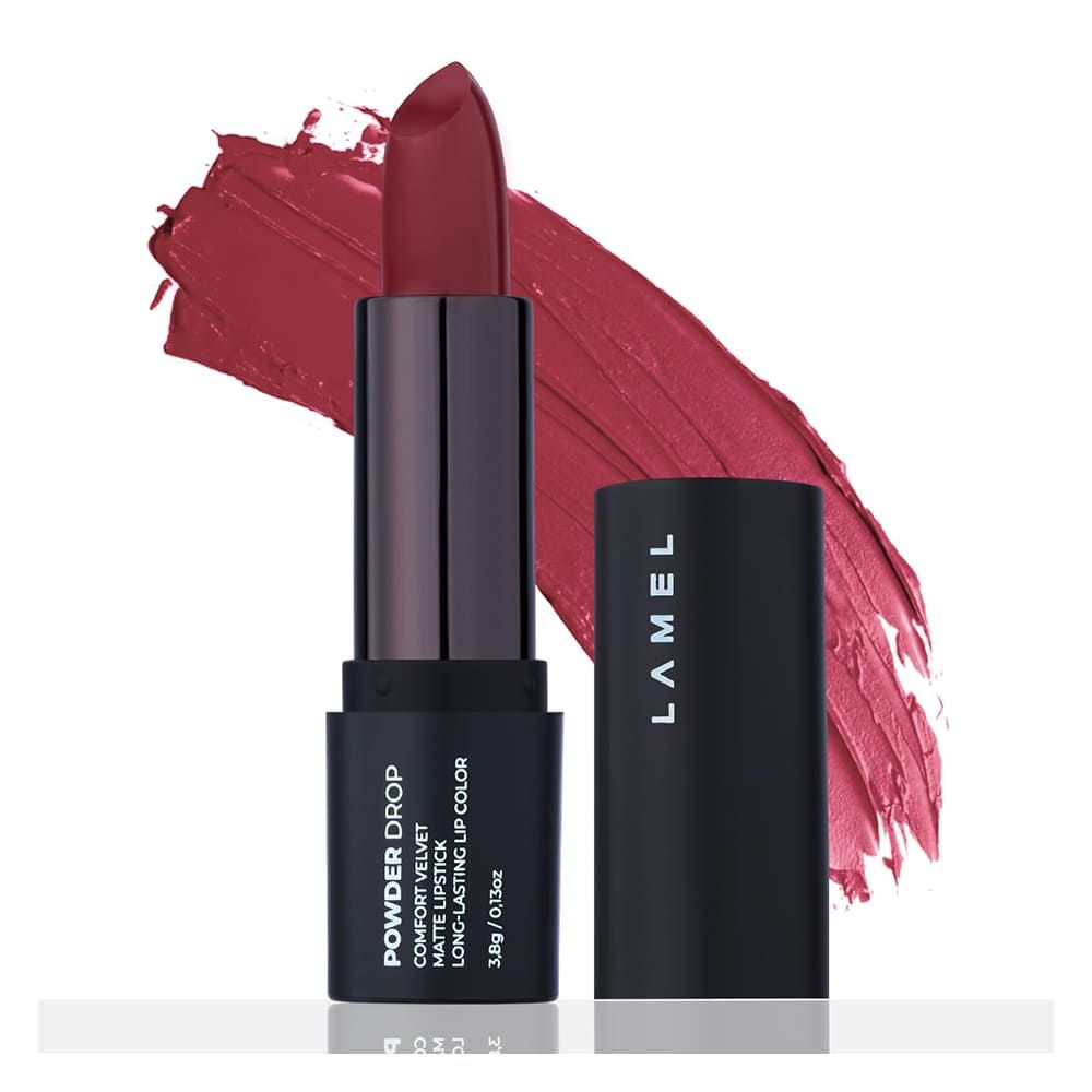 LAMEL Powder Drop Long Lasting Matte Lipstick, 404 Rosewood - Main Image