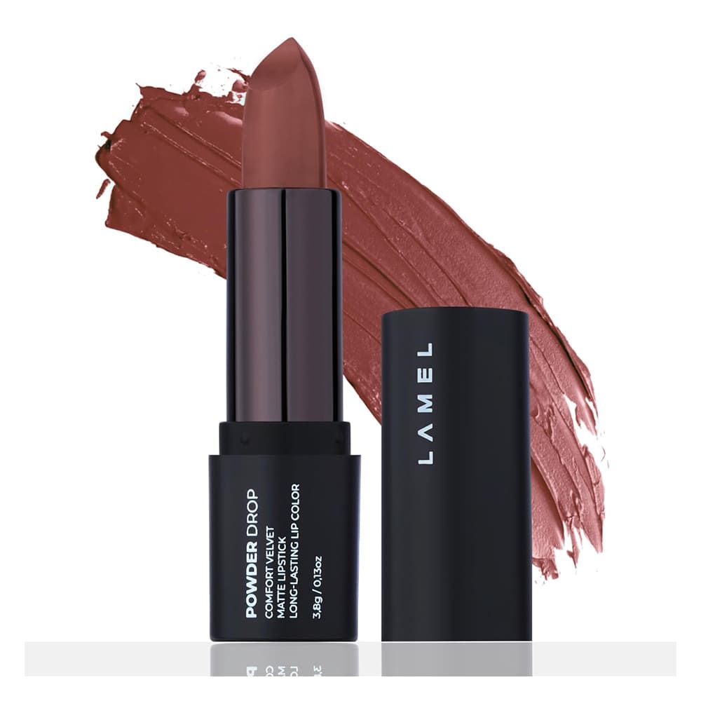 LAMEL Powder Drop Long Lasting Matte Lipstick, 401 Cold-Beige - Main Image
