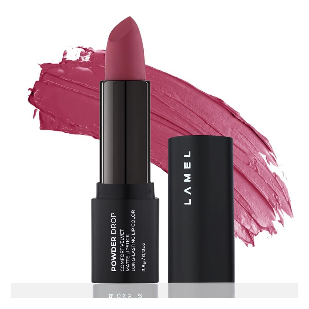 LAMEL Powder Drop Long Lasting Matte Lipstick, 406 Tulip Fleur - Main Image