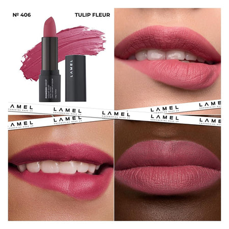 LAMEL Powder Drop Long Lasting Matte Lipstick, 406 Tulip Fleur - Image 2