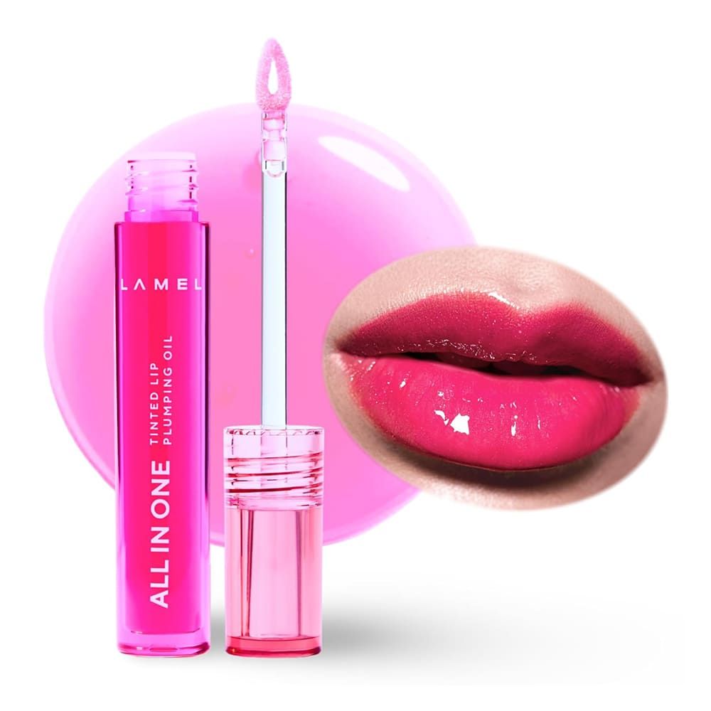 LAMEL All in One Lip Tinted Plumping Oil, 404 Berry Ice - Main Image