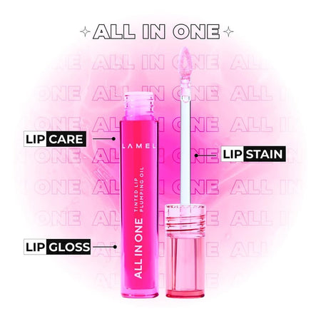LAMEL All in One Lip Tinted Plumping Oil, 404 Berry Ice - Image 2