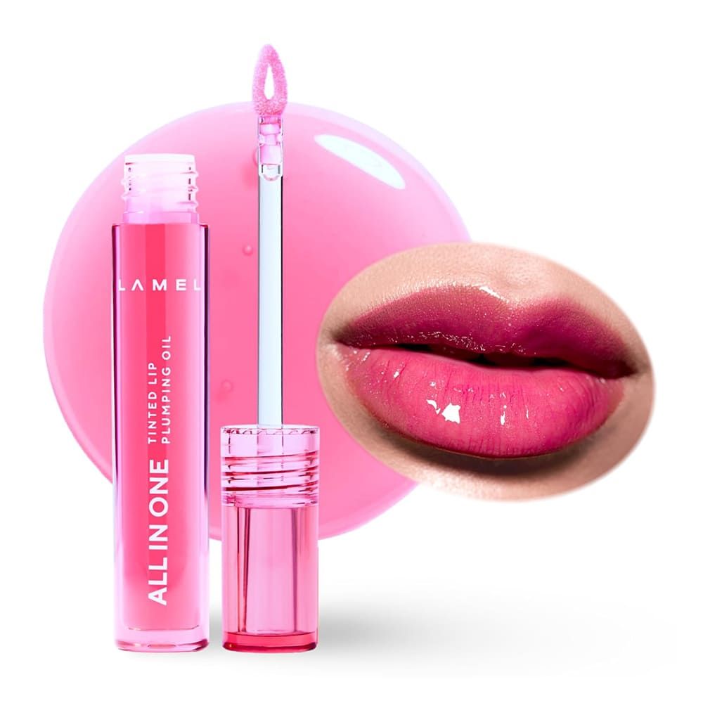 LAMEL All in One Lip Tinted Plumping Oil, 402 Pink Sparkle - Main Image
