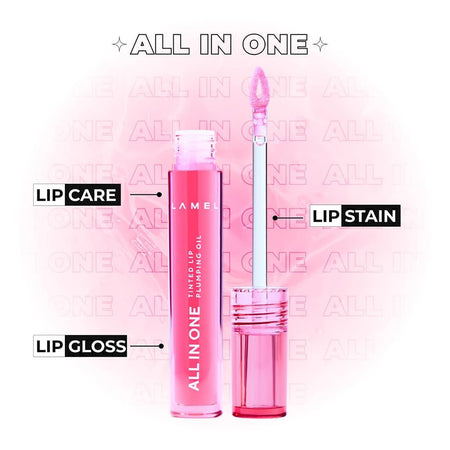 LAMEL All in One Lip Tinted Plumping Oil, 402 Pink Sparkle - Image 2