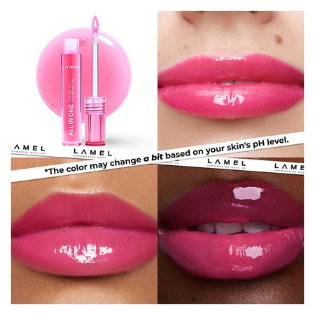 LAMEL All in One Lip Tinted Plumping Oil, 402 Pink Sparkle - Image 4