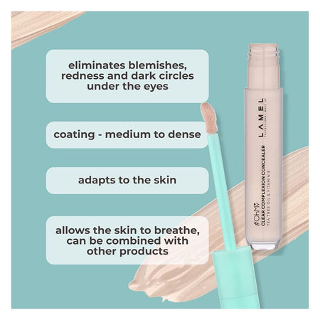 LAMEL OhMy Clear Face Concealer With Tea Tree Oil and Vitamin E, 7ml, 401 Light Beige - Image 4