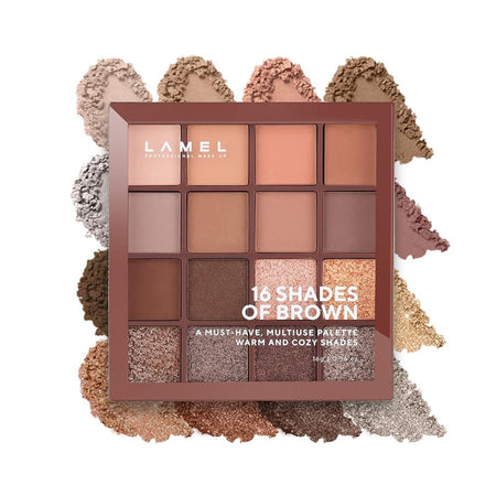 LAMEL 16 Shades Of Brown Shimmer and Matte Eyeshadow Palette, 16g, 16-3 - Main Image