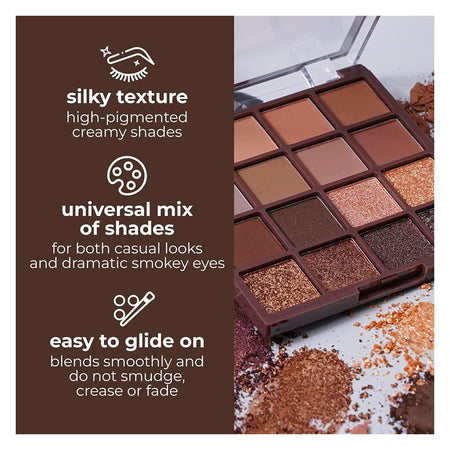 LAMEL 16 Shades Of Brown Shimmer and Matte Eyeshadow Palette, 16g, 16-3 - Image 4