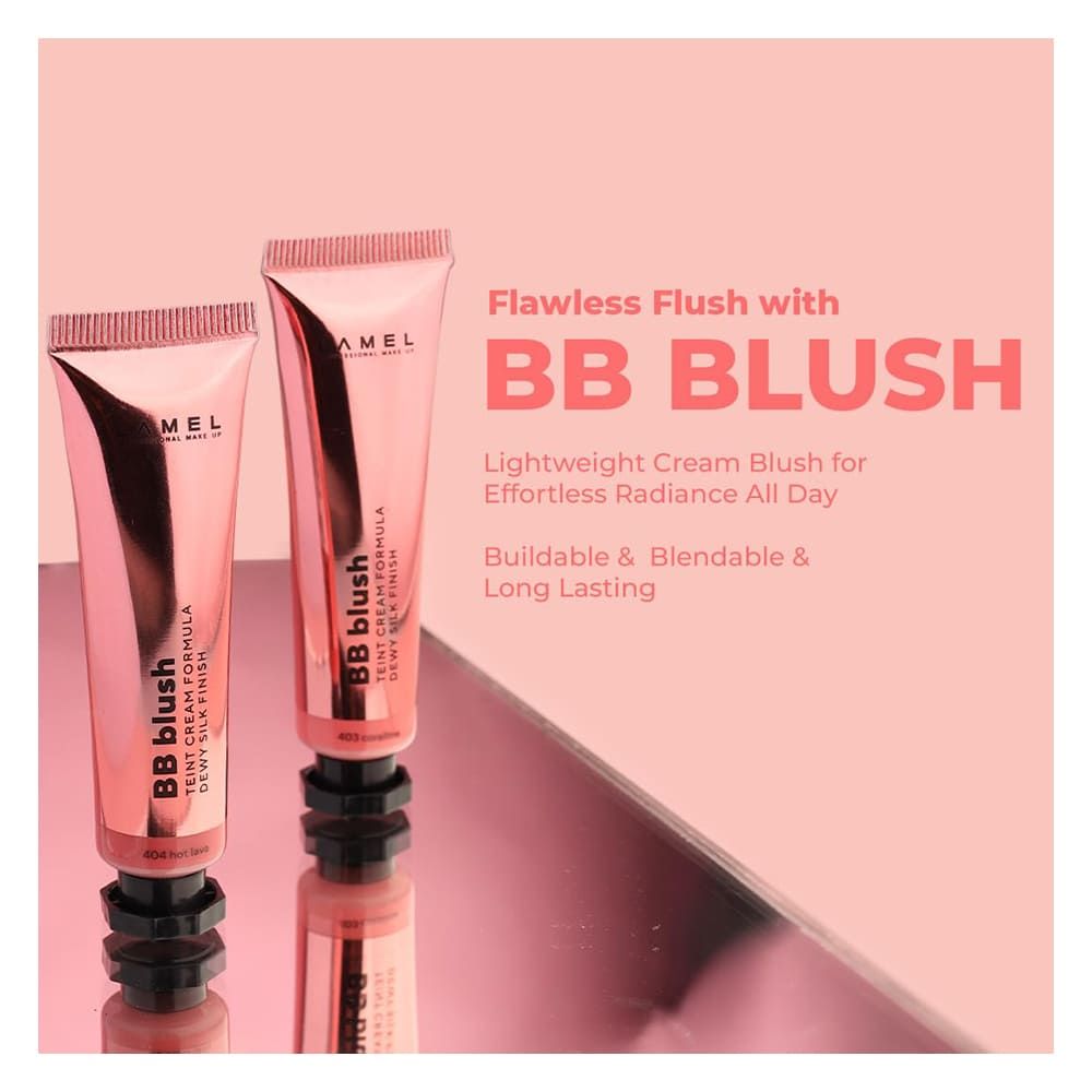 LAMEL Dewy Silk Finish Teint Cream Face BB Blush, 404 Hot Lava, 10ml - Image 4