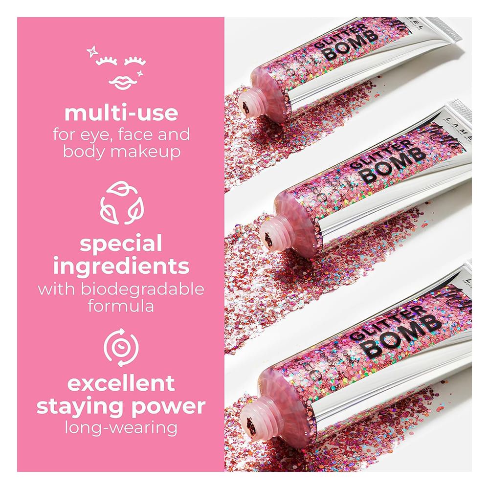 LAMEL Liquid Glitter For Face and Body INSTA Glitter Bomb, 20ml, 403 Lustre - Image 5