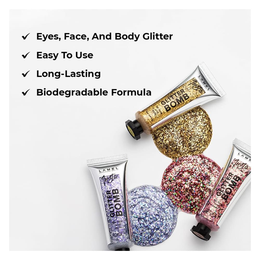 LAMEL Liquid Glitter For Face and Body INSTA Glitter Bomb, 20ml, 402 Flicker - Image 4