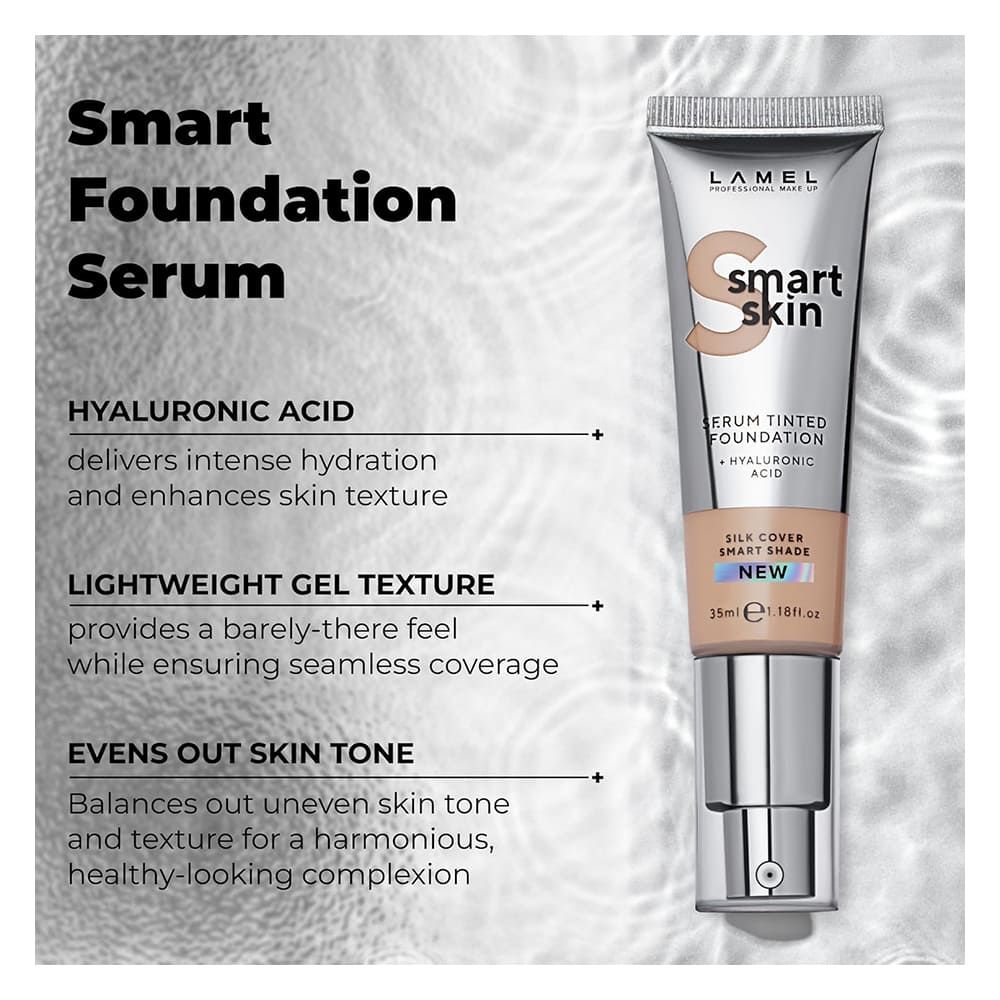 LAMEL Smart Skin Serum Tinted Foundation With Hyaluronic Acid, 35ml, 403 Ivory - Image 4