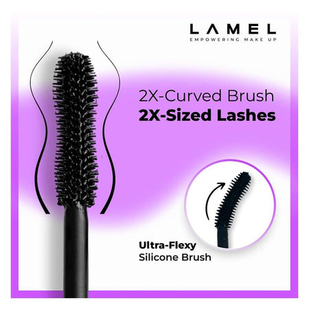 LAMEL Volume Double Oversize Mascara, Smudge Proof, Flake-Free, Vibrant Black - Image 4