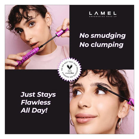 LAMEL Volume Double Oversize Mascara, Smudge Proof, Flake-Free, Vibrant Black - Image 6