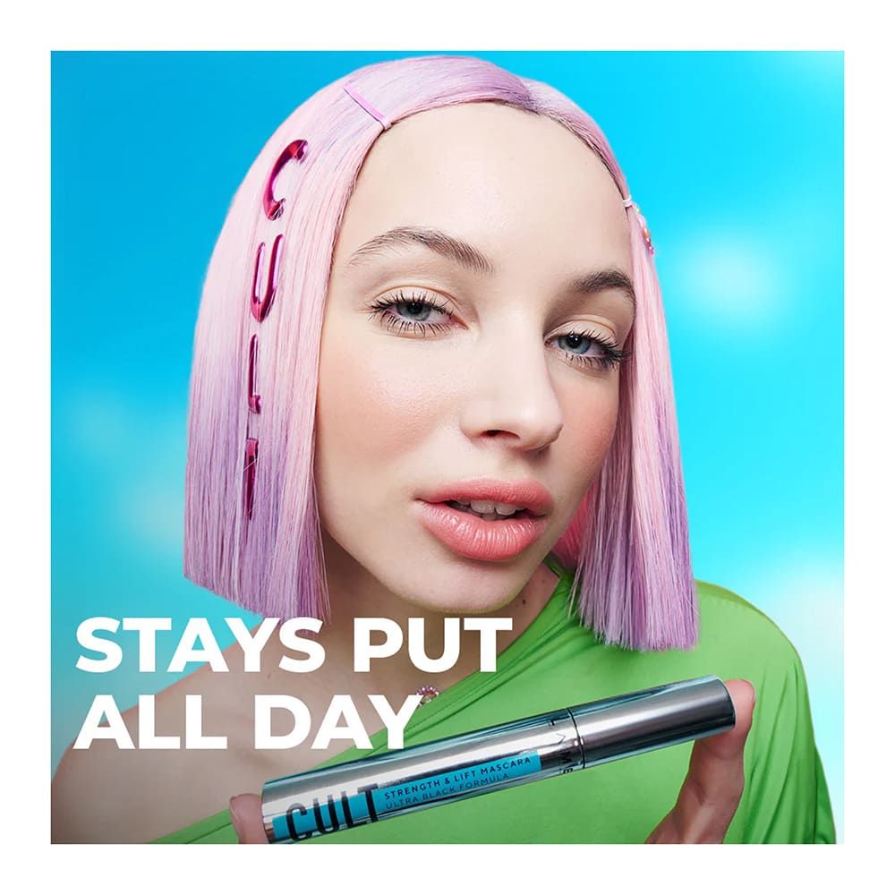 LAMEL Cult Strength & Lift Mascara, Smudge Proof, Flake-Free, 403 Ultra Black - Image 4