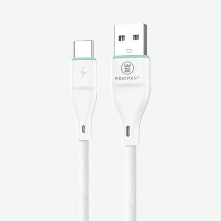 West Point 2.4A USB-C Data Cable, White, WP-341 - Main Image