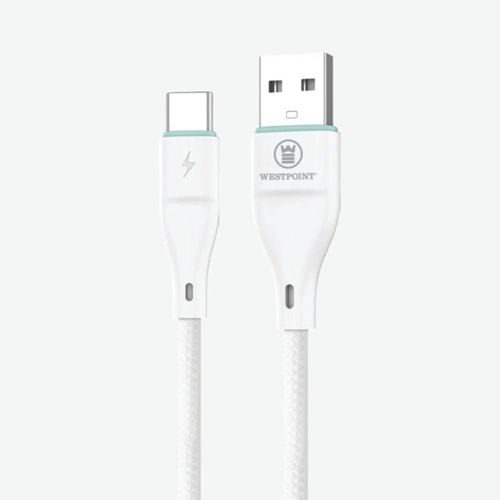 West Point 2.4A USB-C Data Cable, White, WP-341 - Main Image