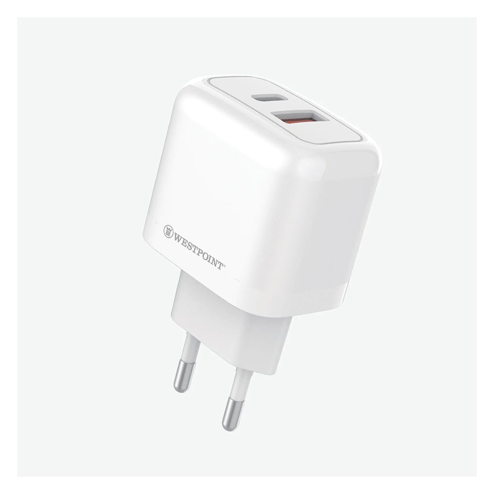 West Point QC3.0 PD20W Type-C+USB-A Wall Charger, White, WP-20 - Main Image