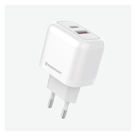 West Point QC3.0 PD20W Type-C+USB-A Wall Charger, White, WP-20 - Main Image